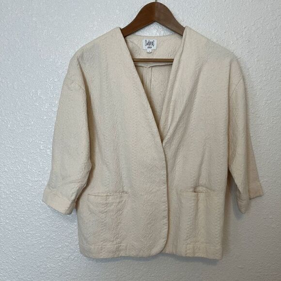 Swildens Cream Textured Cotton Long Sleeve Blazer Jacket Womens Size 1/Small - Picture 1 of 8